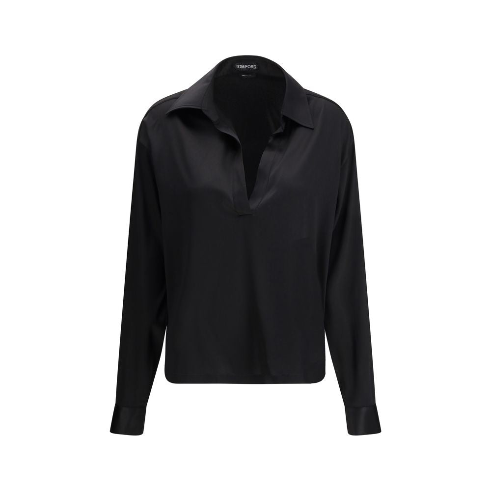 Tom Ford Black Silk Polo Shirt