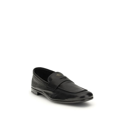 Prada Black Calf Leather Bos Taurus Slip-On Loafers