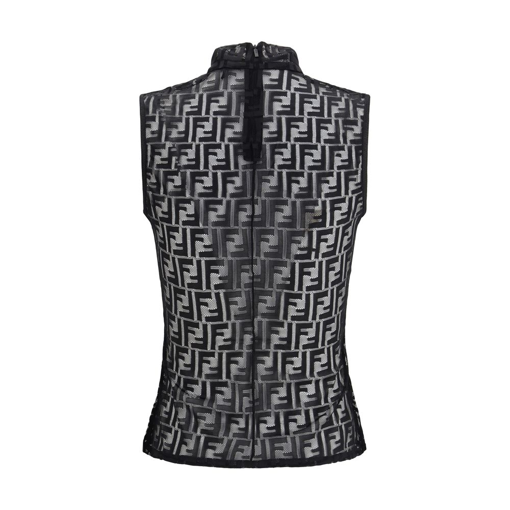 Fendi Black Polyamide Sleeveles T-Shirt
