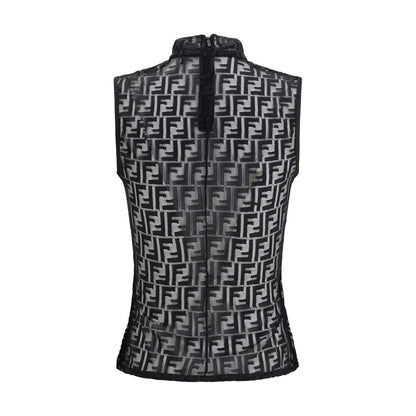 Fendi Black Polyamide Sleeveles T-Shirt