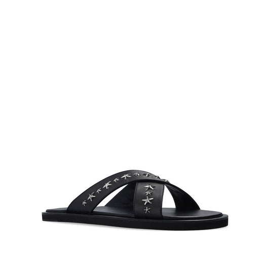 Jimmy Choo Black Calfskin Flat Sandals