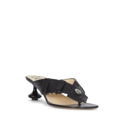 Loewe Black Lamb Leather Flat Sandals