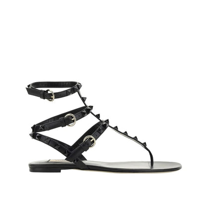 Valentino Garavani Black Calfskin Strap-On Sandals