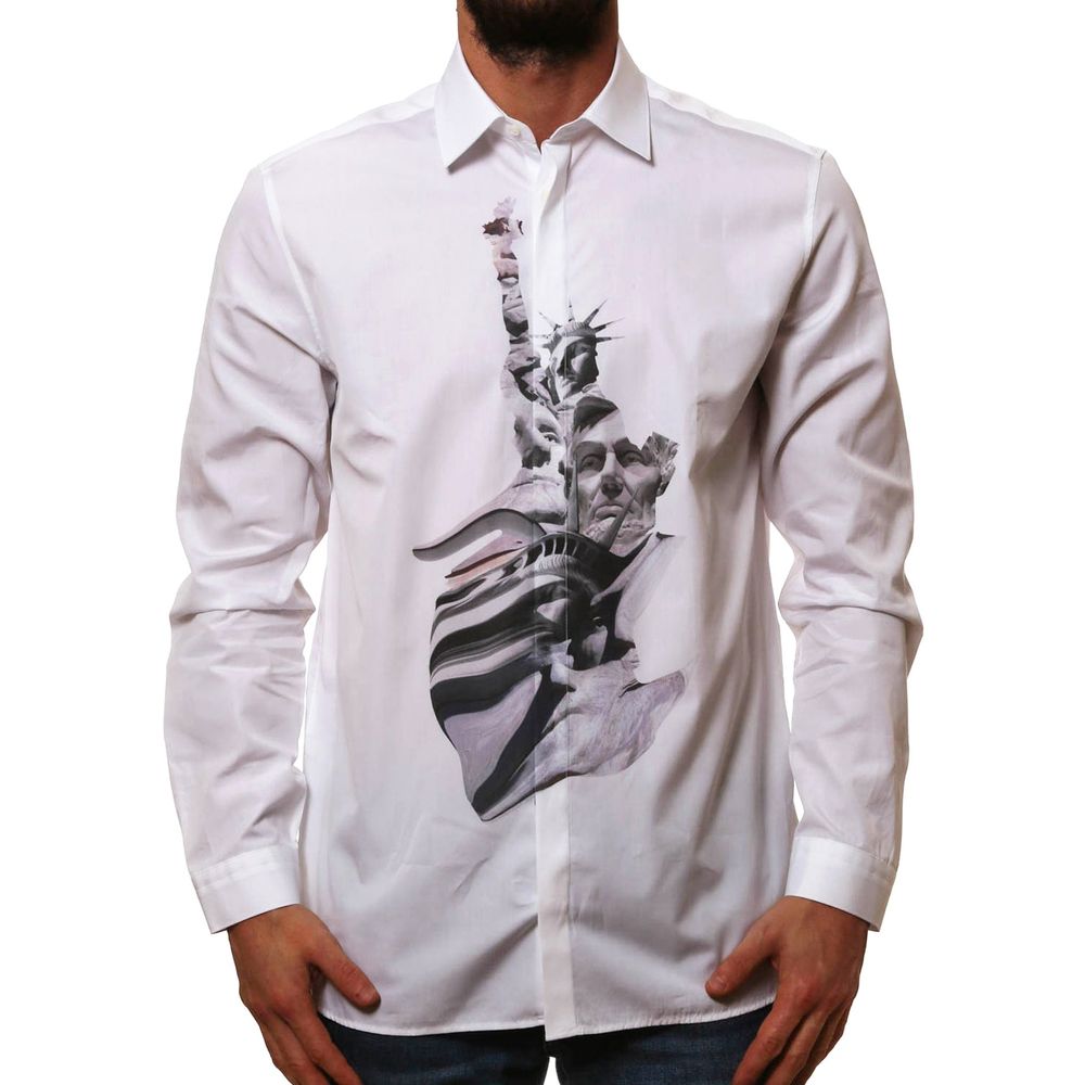 Neil Barrett White Cotton Pattern Shirt