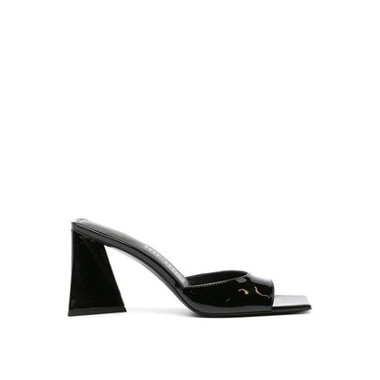The Attico Black Calfskin Platform Sandals