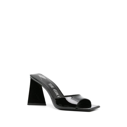 The Attico Black Calfskin Platform Sandals