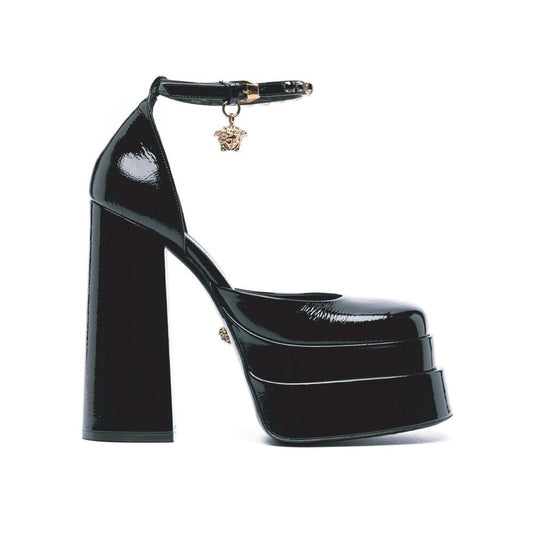 Versace Black Calfskin Platform Pumps