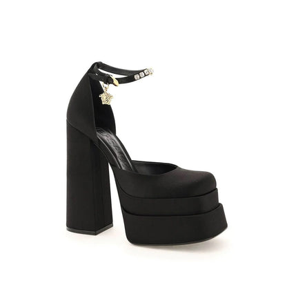 Versace Black Silk Platform Pumps