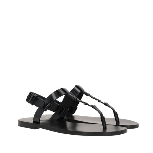 Saint Laurent Black Calfskin Flat Sandals