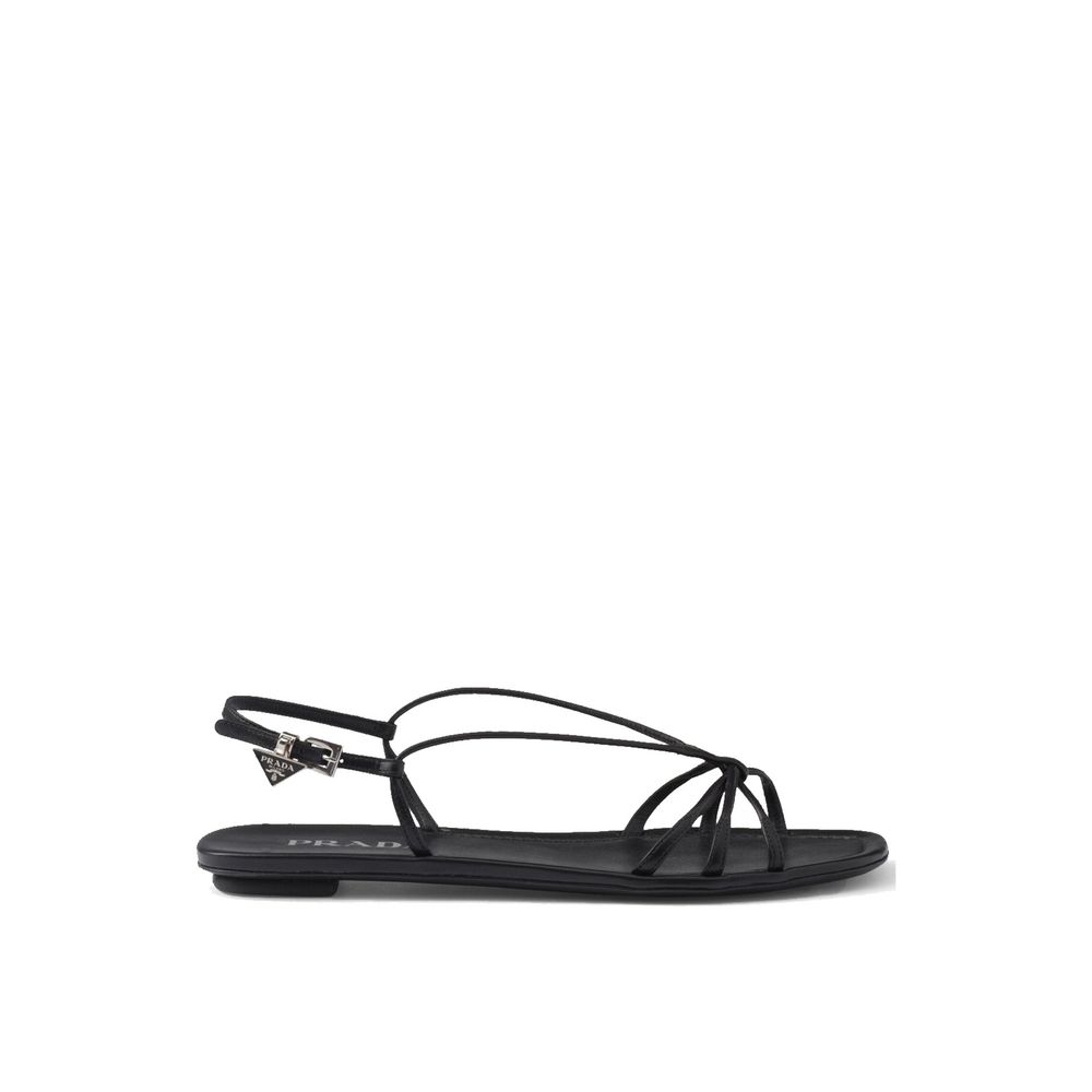 Prada Black Calfskin Strap-On Sandals