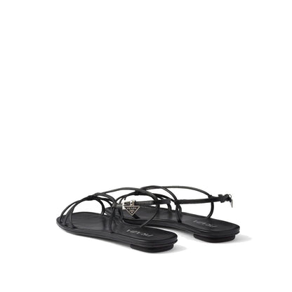 Prada Black Calfskin Strap-On Sandals