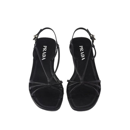 Prada Black Calfskin Strap-On Sandals