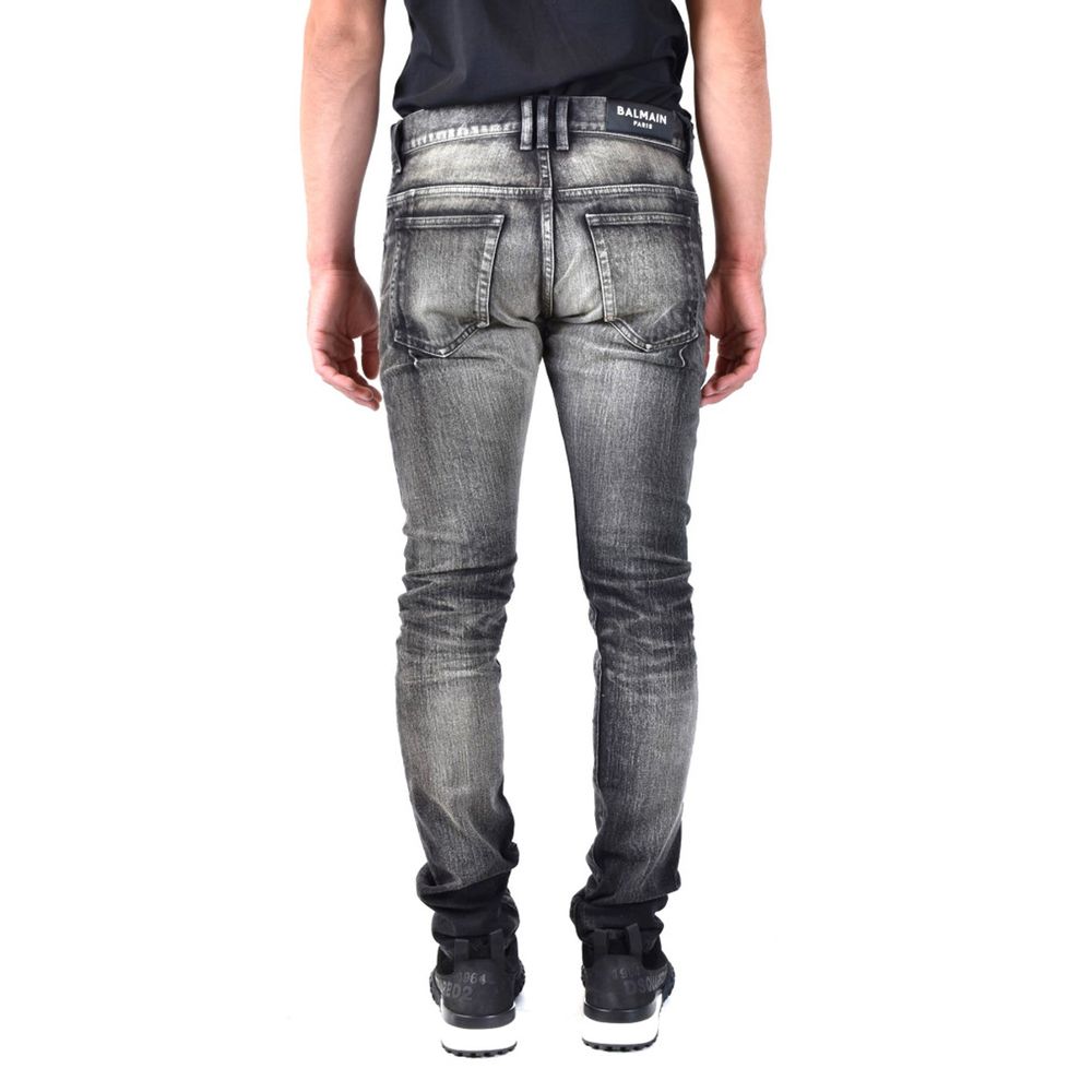 Balmain Black Cotton Skinny Jeans