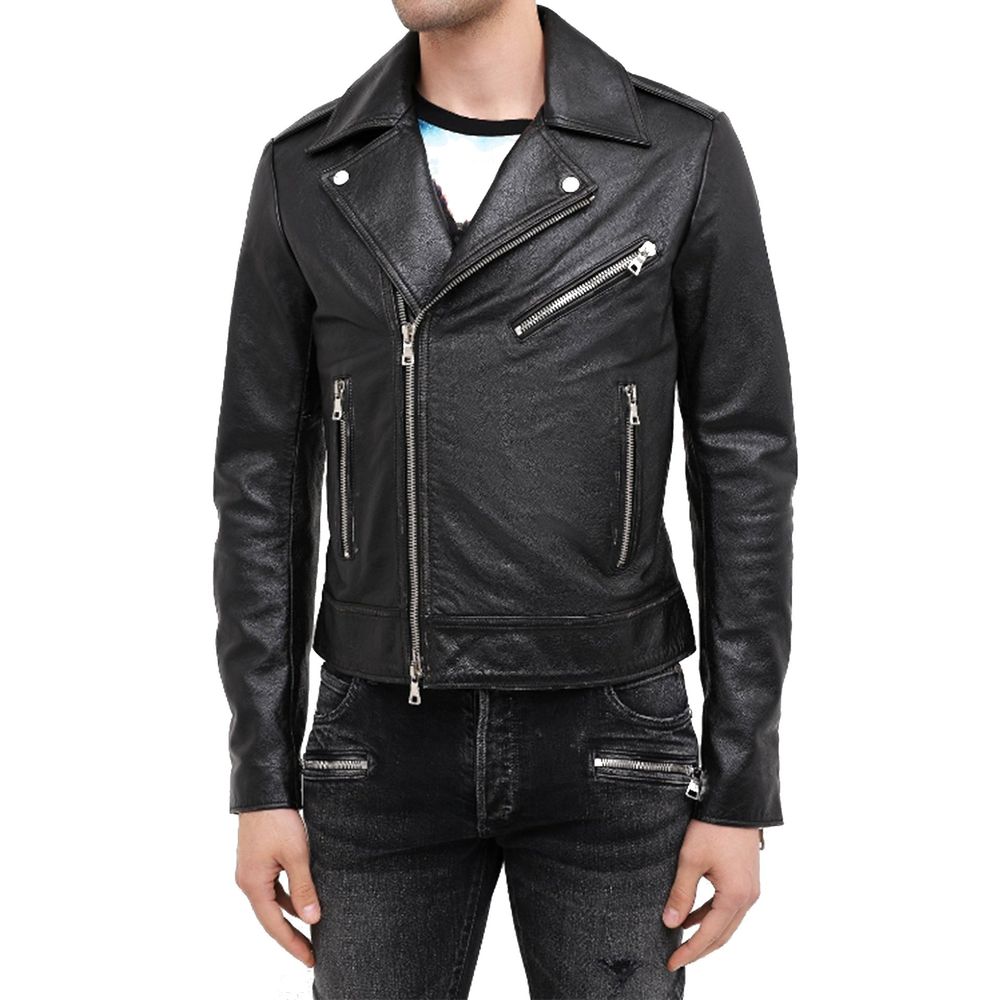 Balmain Black Leather Biker Jacket