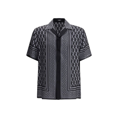 Versace Gray Silk Pattern Shirt