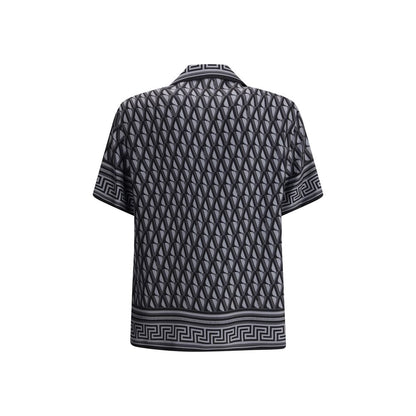 Versace Gray Silk Pattern Shirt