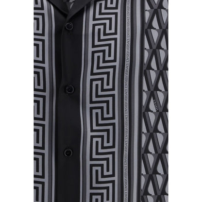 Versace Gray Silk Pattern Shirt