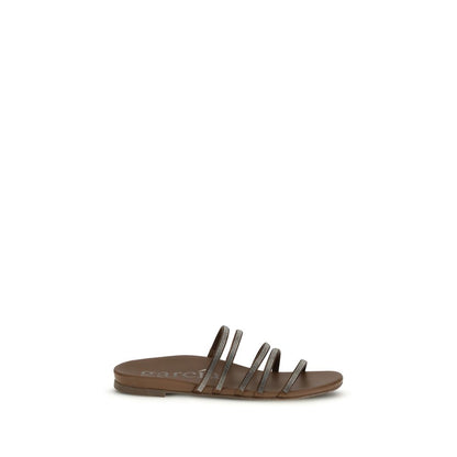Pedro García Brown Calf Leather Bos Taurus Flat Sandals