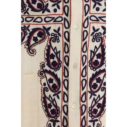 Baziszt Cream Silk Pattern Shirt