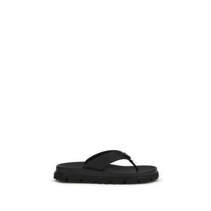 Prada Black Rubber Flip-Flop Sandals