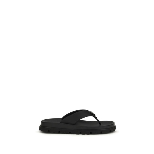 Prada Black Rubber Flip-Flop Sandals
