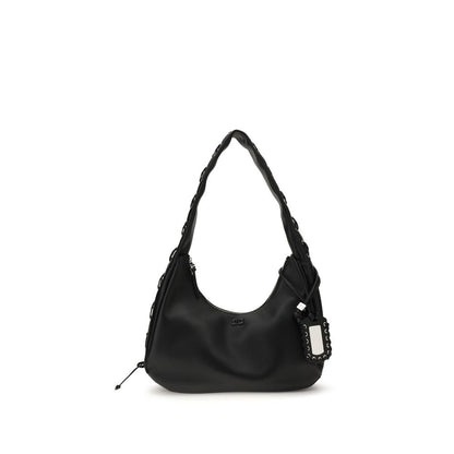 Ganni Black Recycled Leather Shoulder Bag