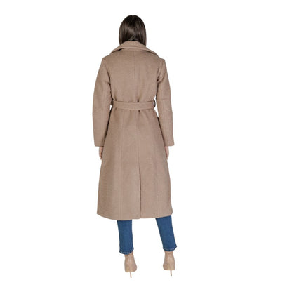 Vila Clothes Beige Polyester Coat