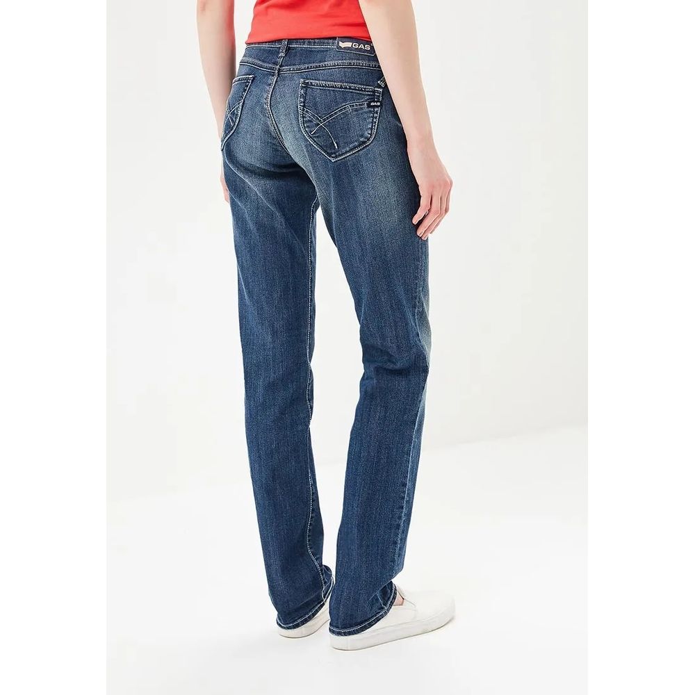 Gas Blue Cotton Straight-Leg Jeans
