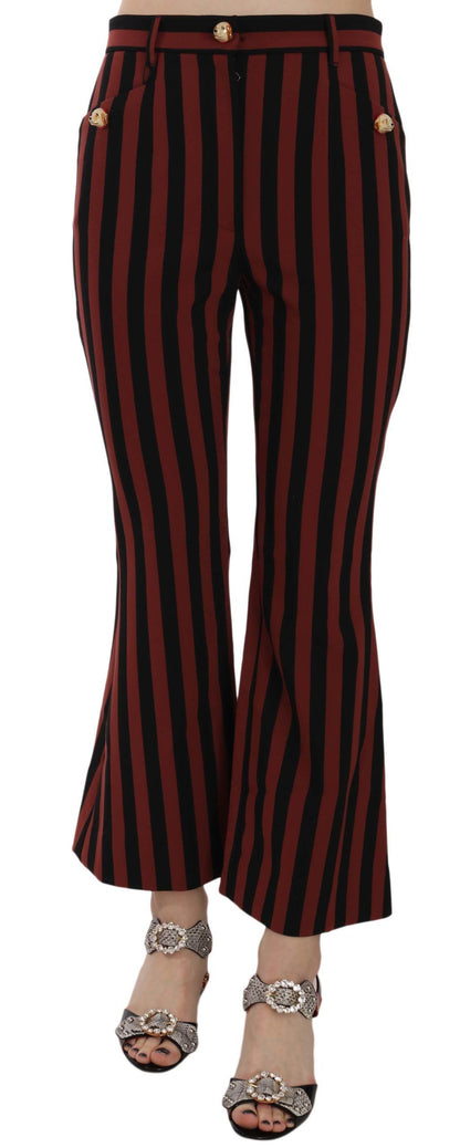 Dolce & Gabbana Black Amaranth Stripe Cropped Flared Pants