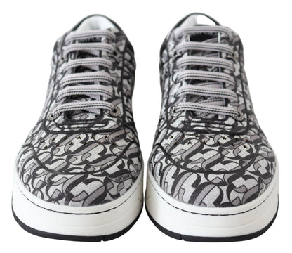 Jimmy Choo Silver Black Glitter Hawaii Sneakers