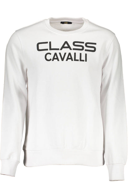 Cavalli Class Bianco Cotton Men Sweatshirt