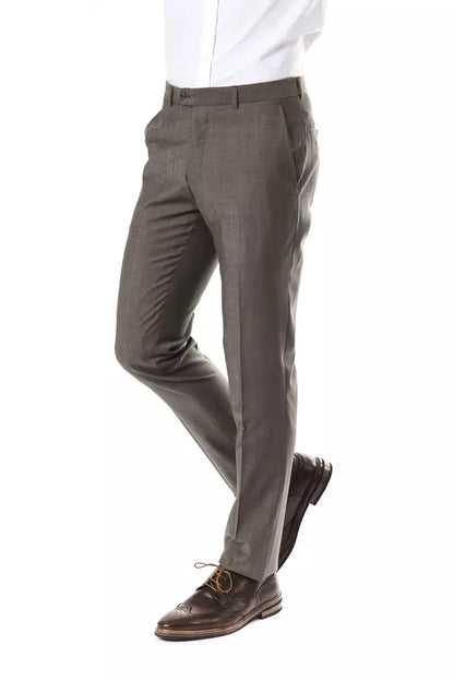 Uominitaliani Gray Wool Mens Suit Pant