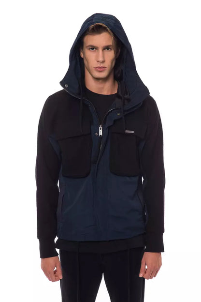Nicolo Tonetto Black Wool Men Jacket with Hood and Pockets