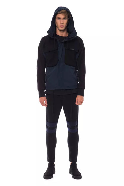 Nicolo Tonetto Black Wool Men Jacket with Hood and Pockets