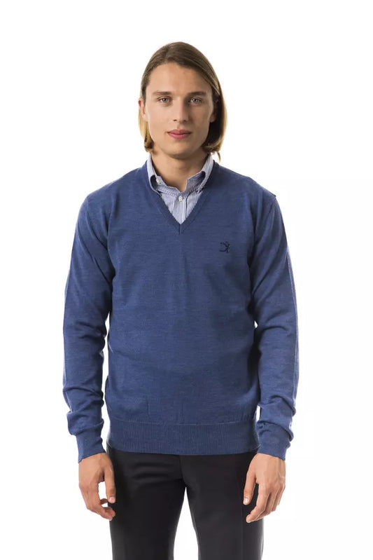 Uominitaliani Blue Merino Wool Men's Sweater