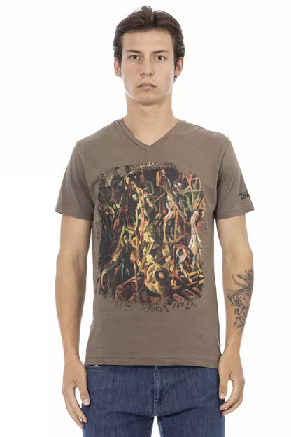 Trussardi Action Brown Cotton Men's V-Neck T-Shirt