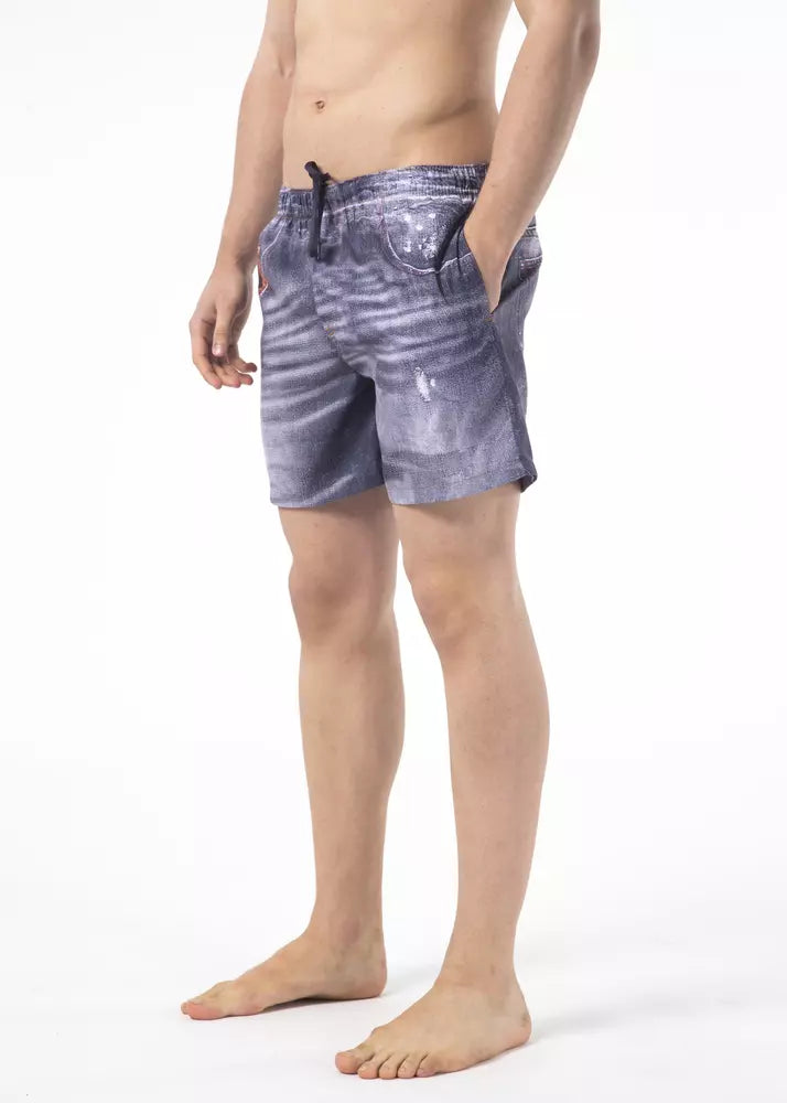 Just Cavalli Blue Polyester Men Swimwear Short