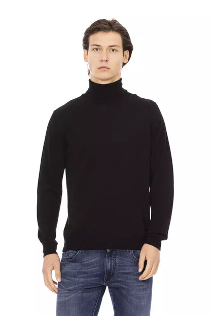 Baldinini Trend Black Fabric Men Sweater Turtleneck