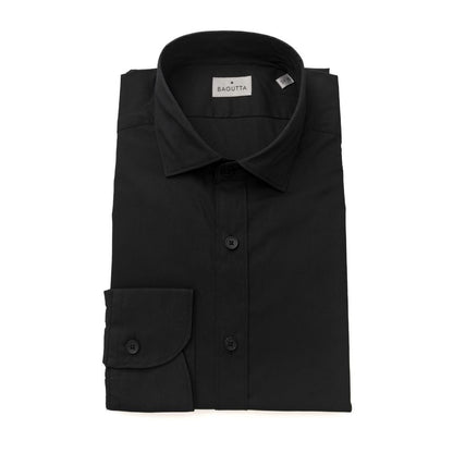 Bagutta Black Cotton Men's Slim Shirt