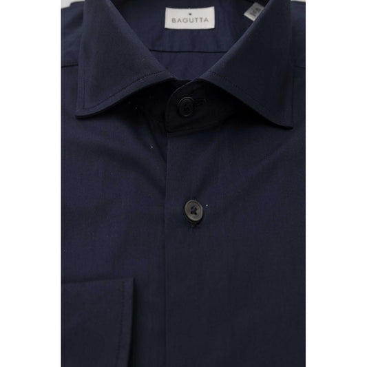 Bagutta Blue Cotton Men's Slim Shirt