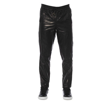 Trussardi Black Lamb Leather Jeans & Pants
