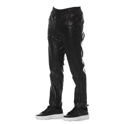 Trussardi Black Lamb Leather Jeans & Pants
