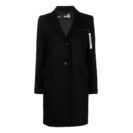 Love Moschino Schwarzer Wollmantel für Frauen