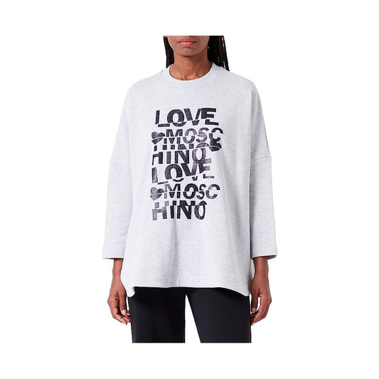 Love Moschino Graues Baumwoll-Sweatshirt in Übergröße für Frauen