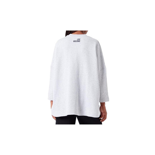 Love Moschino Graues Baumwoll-Sweatshirt in Übergröße für Frauen
