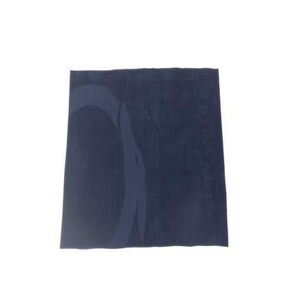 Trussardi Beachwear Blue Cotton Beach Towel