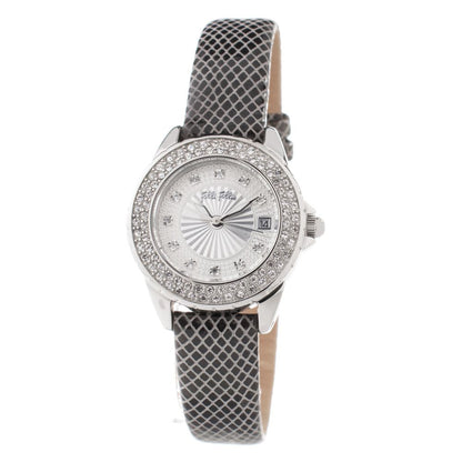 Folli Follie Gray Leather Dress Watch