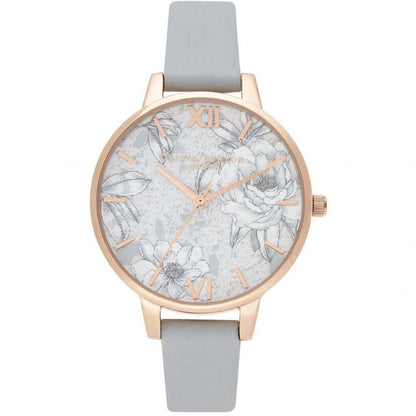 Olivia Burton Gray Artificial Leather Dress Watch