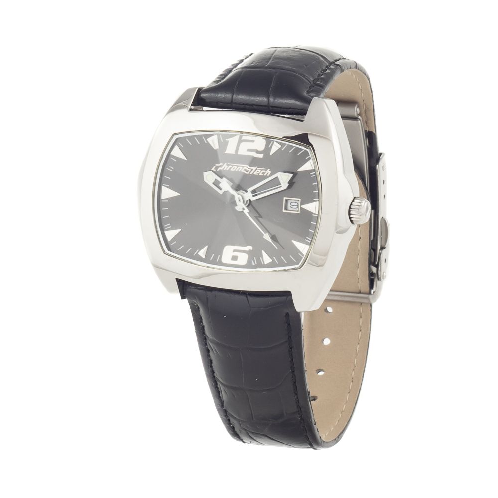 Chronotech Black Leather Dress Watch