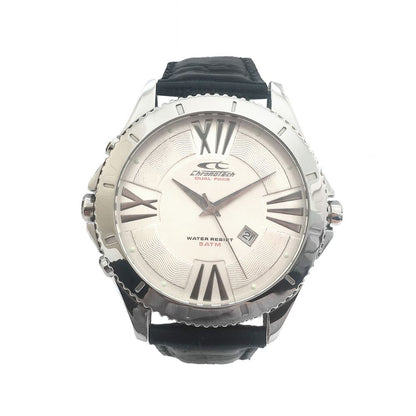 Chronotech Black Leather Dress Watch